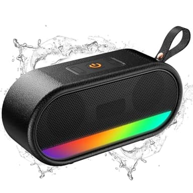 Cassa Bluetooth Portatile Potente, Altoparlante Bluetooth 5.3 con Sonori Stereo HiFi Bassi, IPX6 Speaker Bluetooth con Luce LED, 10H di Autonomia, Chiamata Senza Mani per Casa, Esterno, Viaggi, Nero