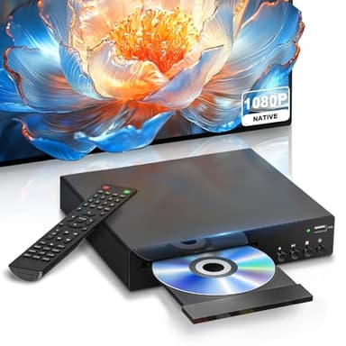 Lettore DVD con connettore HDMI, Lettori DVD Player Full HD 1080P per compatibilità con TV NTSC/PAL, connettore USB integrato, lettore CD Disc region-free compatibile con Smart TV/sistema audio