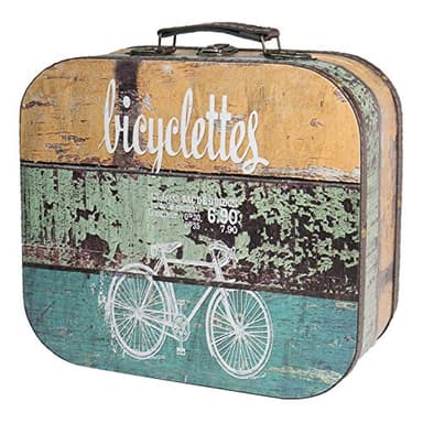 HMF VKO200 Valigia in Legno Vintage | 32 x 29,5 x 12 cm | Grande | Decorazione bicicletta
