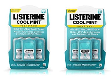 Listerine Pocketpaks, strisce per l’alito alla menta fredda, 72 pezzi, confezione doppia