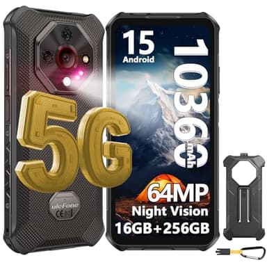 Ulefone Armor X16 Pro 5G Rugged Smartphone 2025 Android 15 Cellulare Rugged 10360mAh/33W, 64MP+25MP Visione Notturna Telefono Indistruttibile 16GB+256GB/2TB, 6.56" FHD+120Hz Gemini AI/Dual SIM/OTG/NFC