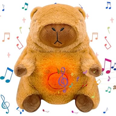 PQKL-party Peluche che Respira Capybara, con Luci e Musica Peluche Che Respira, Sollievo dall'ansia Orso di Capibara Peluche che Respira, Regalo per il battesimo Ideale Regalo Neonato（marrone）
