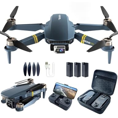 Drone pieghevole per principianti con fotocamera - 2650 ft di portata, 60+ min di volo, WiFi FPV, 4K HD, motore brushless, Auto Hover, Auto Follow (3 batterie)