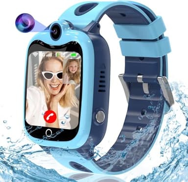 4G Smartwatch Bambini, Orologio Smartwatch Bambini con GPS Videochiamate, Orologio GPS Bambini Telefono con SIM SOS IP68 Impermeabile Allarme Sveglia Giochi Modalità Classe, Regali Ragazze Ragazzi