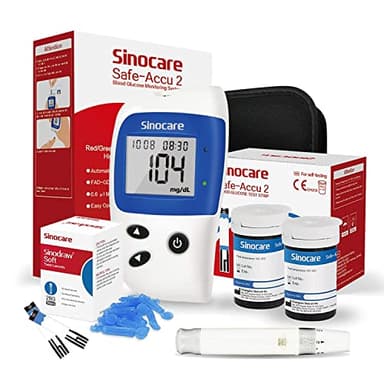 Sinocare Misuratore Glicemia Glucometro, 50 Strisce Reattive e 50 Lancette Facile da Maneggiare, Adatto per il Diabete di Tipo 1&2 e Diabete Gestazionale, Monitoraggio Quotidiano della Glicemia