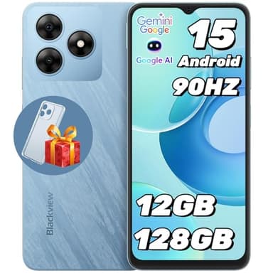 Blackview WAVE 8 Smartphone Android 15, 12GB+128GB/2TB Telefono 2025, 6.56" HD+/90Hz, 5000mAh/10W Telefoni, 13MP+8MP Telefono, Cover Inclusa, 4G Dual SIM Telefoni Cellulare, GPS/Tipo-C/3.5mm Jack