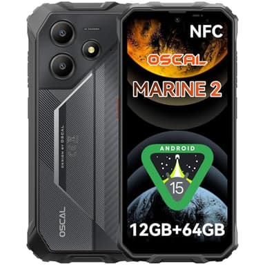 OSCAL MARINE 2 Telefono Indistruttibile 2026 Android 15 Gemini Al 2.0,11000mAh Rugged Smartphone,12GB+64B/2TB Celluare Antiurto, 6.56"'HD+90Hz,AI