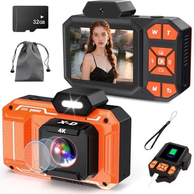 Fotocamera digitale 4K, HD 48 MP, zoom 18x, anti vibrazione, messa a fuoco automatica, fotocamera per bambini con scheda 32G, punta e scatta, compatta e portatile per bambini, adolescenti