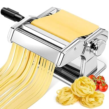 YASHE Macchina per La Pasta 2 in 1 con Kit di Pulizia, Macchina Pasta Fresca con Rullo e Taglierina Regolabili, Macchina per Tagliatelle a Doppia Larghezza per Pasta, Spaghetti, Fettuccine, Lasagne
