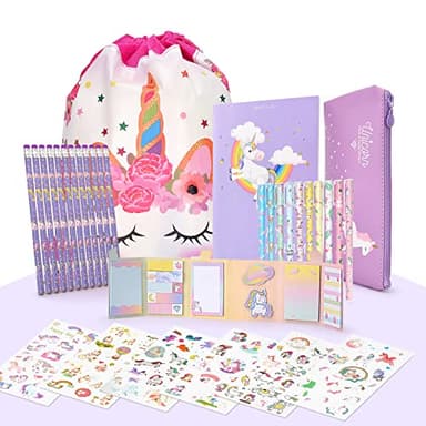 Maomaoyu Regalo Unicorno Bambina 6 7 8 9 10 11 12 Anni, Cartoleria Kawaii Set per Bambini Ragazze, Diario Segreto Bambina Include Astuccio Unicorno, Penna Unicorno, Quaderni, Viola