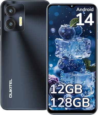 OUKITEL C36 Smartphone Android 14, 12GB RAM e 128GB ROM(1TB Espandibile), Telefono Display LCD HD+ 6.56", Batteria 5150mAh, Fotocamere 13MP, Telefoni Cellulari, Dual SIM 3 Slot/5G-WiFi/GPS/Face ID/OTG