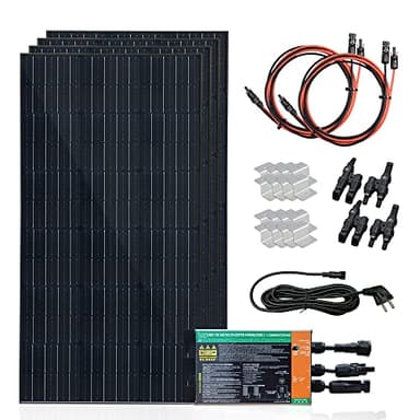 XINPUGUANG Centrale elettrica da balcone 400w presa completa, 4 x 100w pannello solare fotovoltaico monocristallino, 600 watt inverter, plug & play, mini impianto solare (400)
