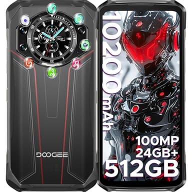 DOOGEE S119 Rugged Smartphone 2025, 512GB+24GB Telefono Indistruttibile, 10200mAh/33W, 1.32" IPS Rear Display, 6.58” FHD+ Cellulare Antiurto, 100MP+24MP Visione Notturnam, Android 14, NFC/4G Dual SIM