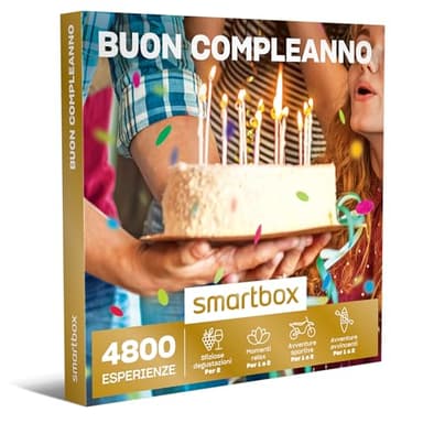 Smartbox - Cofanetto Regalo per Uomo o Donna - Buon Compleanno - Idee Regalo Compleanno - 1 degustazione o 1 Momento Benessere o 1 attività di Svago per 1 o 2 Persone