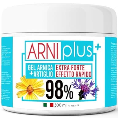 ARNIplus+ Arnica per cavalli uso umano, con VITAMINA C, 500ml arnica gel forte, RAFFREDDANTE, azione rapida, non unge, Arnica + Artiglio del diavolo, made in italy, massaggi muscolari e articolari
