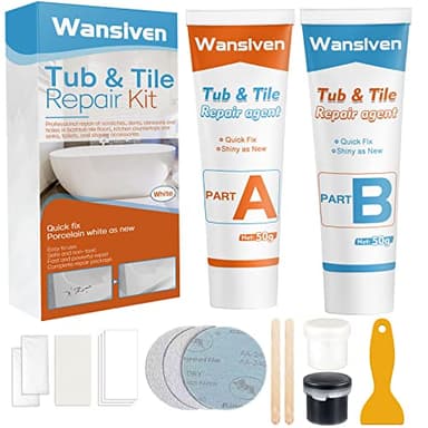 Wansiven Kit di riparazione vasca da bagno, kit di riparazione doccia ceramica e smalto, kit di riparazione crepe vasca da bagno per la riparazione di graffi, fori, crepe