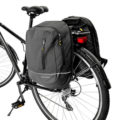 WOZINSKY 2 in 1 Zaino Borsa per Bici da Portapacchi Posteriore Laterale Doppia Molto capiente con Copertura Antipioggia Nastro Riflettente migliora la visibilità sulla Strada Impermeabile 40L