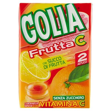 Golia Frutta C Caramelle Ripiene Gusto Agrumi, senza Zucchero e senza Glutine, con Vitamina C, Confenzione da 2