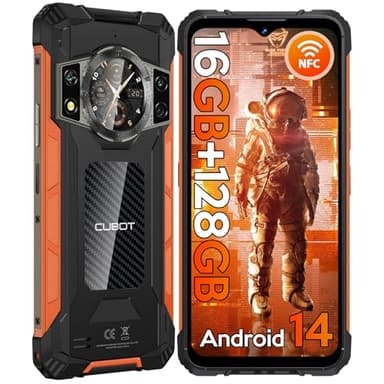 CUBOT Kingkong ACE 2 Rugged Smartphone Android 14, 16GB+128GB/1TB Telefono Indistruttibile, 6.56" HD+ 90Hz Cellulare Antiurto, 48MP, 5100mAh, 1.32" Schermo Posteriore/4G Dual SIM/IP68/NFC/OTG/FACE ID