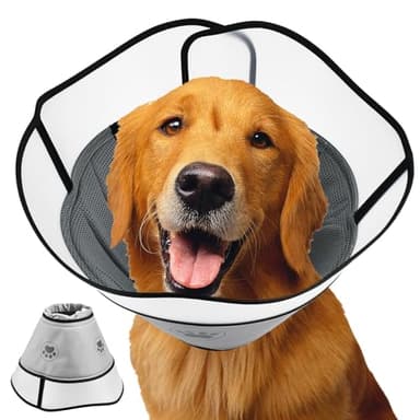 HWSWSH Collare Protettivo per Cane, Collare Elisabettiano Cane, Coni Morbidi Dopo l'Intervento Chirurgico per Cane Grande, Collare Regolabile per Evitare Leccate, Collare a Cono per Cani Chirurgia