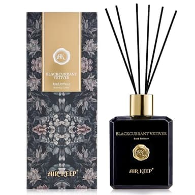 Airkeep Profumatore per Ambienti 300ml, Blackcurrant Vetiver Diffusore Profumo Ambiente, Diffusore di Fragranze per Bagno, Appartamento, Decorazione della Casa