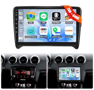 [8Core 2G+64G] CAMECHO Android 13 Autoradio per Audi TT 8J MK2 2008-2014 con Navi Carplay Android Auto,Radio 2 Din 9 Pollici Schermo con DSP RDS Bluetooth Mirror Link