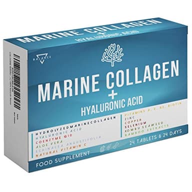 COLLAGENE MARINO CON ACIDO IALURONICO | Idrolizzato per Pelle Articolazioni e Ossa | 15 Ingredienti Attivi tra cui: Coenzima Q10, Biotina, Vitamina C A E B2, Aloe Vera, Zinco | 100% Naturale