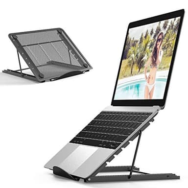 JUMKEET Supporto PC Portatile, Porta Tablet di Ventilato Raffreddamento, Appoggio per Alza Notebook, Pieghevole Leggero Laptop Stand Base per MacBook Air/Pro Computer Portatili Huawei Matebook (7-17")