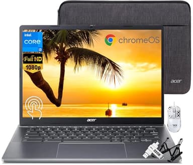 acer Chromebook Plus 514 Touchscreen Laptop, Intel 8-Core i3-N305, 8GB LPDDR5, 2 TB SSD, 32GB USB C Flash Drive, 14 pollici FHD IPS Touch Screen, Wi-Fi 6E, FHD 1080P Webcam, Chrome OS, mouse