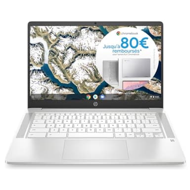 HP Chromebook 14a-na0005sf Computer portatile 14" FHD (Intel Celeron B830, RAM 8 GB, eMMC 128 GB, AZERTY, ChromeOS) Bianco