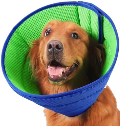 Collare Elisabettiano Cane Morbido, Collare a Cono Traspirante per Cani, Collare Protettivo e Regolabile per Cani e Gatti, Protettivo per Recupero Postoperatorio, Collare Anti Morso o Leccato (Size 7)
