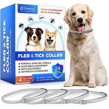 4 Pezzi Collare Antiparassitario per Cani, Collare antipulci con zecche per Cani, Impermeabile Antipulci e Zecche, 4 * 6 Mesi di Efficacia Protezione