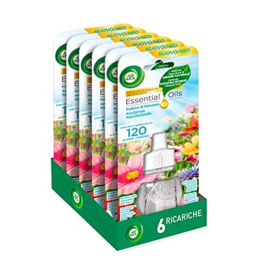 Airwick Ricariche per Diffusore Elettrico di Oli Essenziali, Confezione da 6 ricariche di Profumatore per Ambienti alla Fragranza di Primavera, Profumatore per Ambienti Elettrico
