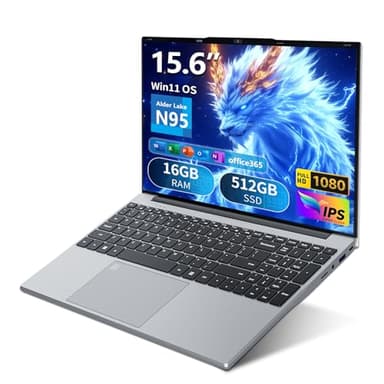 Win11 Notebook, 15.6 Pollici PC Portatile 16GB RAM DDR4 512GB SSD, 180° Flip FHD 1080P Laptop Office 365, Celeron N95 CPU, Webcam/BT4.2/USB3.0, Tastiera Retroilluminata/Sblocco Impronta Digitale