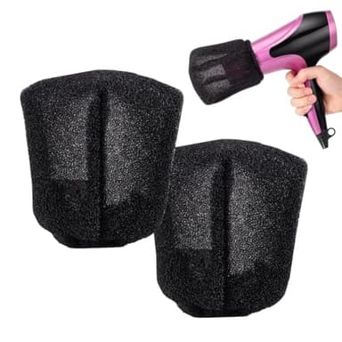 ZORVYN Diffusore Leggero Professionale Universale Regolabile Pieghevole, 2 Pezzi, in Spugna per Phon Asciugacapelli, Diffusore Universale Capelli Ricci da Viaggio (Nero)