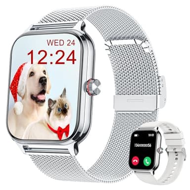 LODIMEKE Smartwatch Uomo Donna Chiamate Pressione Sanguigna Frequenza Cardiaca Sonno, 1.96'' AI Orologio 100+ Modalità Sportive, IP67 Impermeabile Contapassi Sveglia Calcolatrice iOS Android