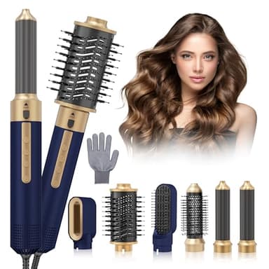 Aoykkii 6 IN 1 Air Styler Set Spazzola Asciugacapelli & Air Styler ad alta velocità,Spazzola Ad Aria Calda,Asciugatura rapida, Spazzola modellante ad aria per capelli ricci, volumizzante, lisciante