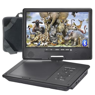 YOOHOO Lettore DVD portatile Bluetooth da 12,5" con schermo girevole da 10,5" per bambini, batteria ricaricabile, gratuito in tutte le regioni, riproduzione diretta tutti i formati MKV/MP4/WAV/CD