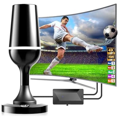 DGUPSP Antenne TV Interna 2025，Ricevimento a 360°，Antenna esterno Digitale Terrestre Portatile con amplificata potente/Base Magnetica,Supporta 4K, 1080p, VHF, UHF, DVB-T/DVB-T2 - Tutte le Tvs