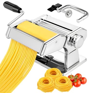 Macchina per pasta, macchina per pasta in acciaio inox, 9 spessore regolabile, 2 taglierina per pasta fresca, manuale pasta maker, macchina per pasta fresca, per spaghetti, lasagne