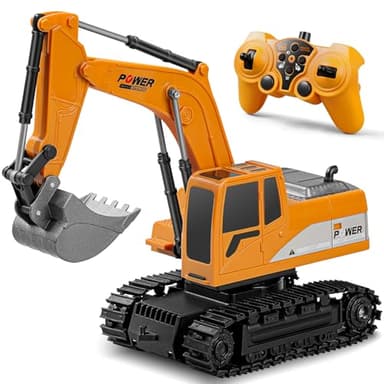 Daioller Escavatore Telecomandato per Bambini,Escavatori Radiocomandato con Spalletta in Metallo,Escavatore Idraulico per Ragazzi con luci e Suoni,6 Canali Sand Digger Regali per Bambini dai 4-7 Anni