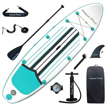 Aqua Plus 15cm Spessore SUP Gonfiabile per Tutti i Livelli di abilità Tavola da Paddle in Piedi, pagaia, Pompa, ISUP Zaino da Viaggio, guinzaglio, Tracolla