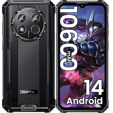 OUKITEL WP28E Rugged Smartphone 2025 Android 14-10600mAh Telefono Indistruttibile, 16GB+64B/1TB Rugged Phone, 6.52" HD Celluare Antiurto, 13MP Cellulare Impermeabile, 4G Dual SIM/GPS/OTG/NFC, Nero