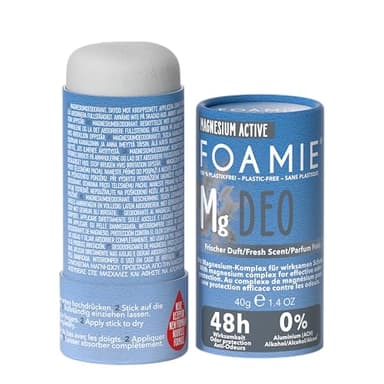 Foamie Deodorante Solido Uomo "Refresh" - nuova formulazione - Deo Stick dal profumo intensamente rinfrescante - deodorante efficace 48h senza alluminio - stick deodorante vegano & senza plastica, 40g