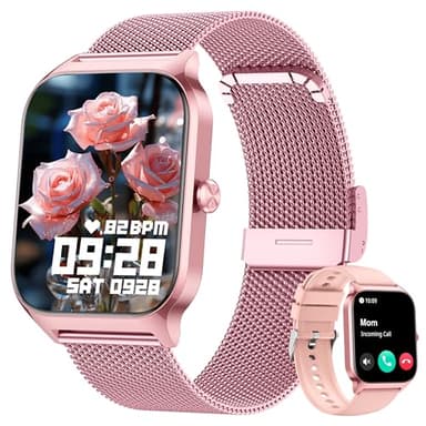 KALINCO Smartwatch Uomo Donna, 1.85” IA Orologio Pressione Sanguigna, Chiamata Bluetooth, SpO2, Frequenza cardiaca, Stress, Sonno, Orologio mondiale, 100+ Sports Watch, Regalo Android iOS