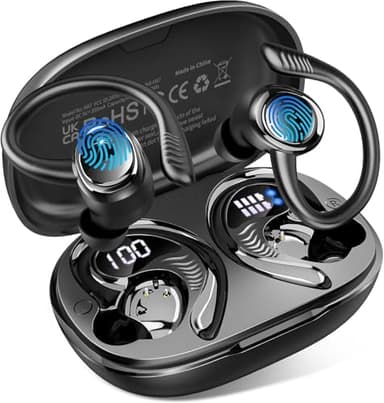 Cuffie Bluetooth, Auricolari Bluetooth 5.4 con Cancellazione Rumore Mics per Chiamate, 50 Ore Cuffie in Ear con con Display LED, IP7 Impermeabili Cuffiette Wireless Sport/Running con iOS e Android