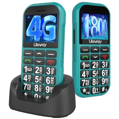 4G Telefono Cellulare per Anziani con USB Tipo C Ricarica Rapida|1800mAh Batteria, Tasti Grandi,Volume Alto,Funzione SOS,Base di Ricarica, Chiamata Rapida,Torcia, Sveglia, Facile da Usare.Verde