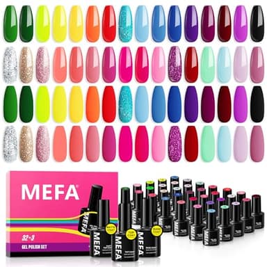MEFA Smalto Semipermanente Unghie, 35PCS Kit Semipermanente Unghie con Base Coat e Glossy & Matt Top Coat, Smalto per Unghie in Gel UV LED Professionali Kit