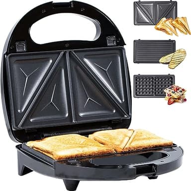 Gadgy Tostapane 3 in 1 con Piastre Intercambiabili – Tostiera con Piastra Waffle, Sandwich e Griglia – Antiaderente, Facile da Pulire – Impugnatura Cool Touch e Piedini Antiscivolo