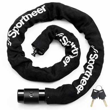 Sportneer Lucchetto Bici Catena Bicicletta con 2 Chiavi, Bicicletta Antifurto in Acciaio Temprato, Alta Qualità Antifurto Moto/Lucchetto Moto per Varie Biciclette/Motocicli 8MM * 100CM